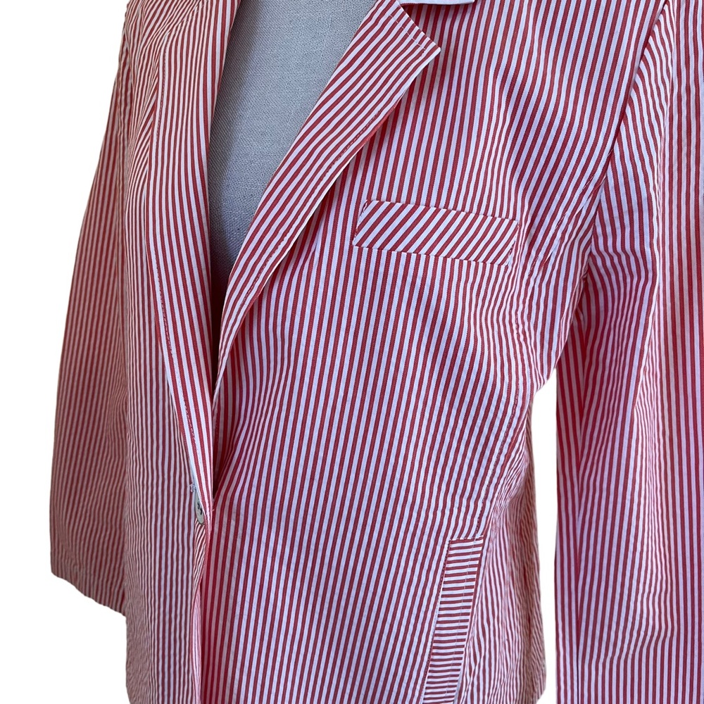Elliot Lauren White/Orange Pinstripe One Button Blazer 12 - Picture 3 of 10